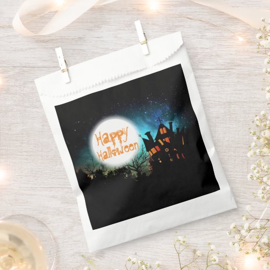 不気味ハロウィン幽霊のよく出るハウス フェイバーバッグ (クリップ留めされた状態)