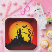 不気味ハロウィン幽霊のよく出るハウス ペーパープレート (パーティー)