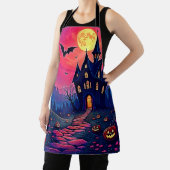 不気味ハロウィン幽霊のよく出るマンションアート エプロン (インサイチュ)