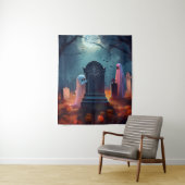 不気味ハロウィン幽霊のよく出る墓場 タペストリー (インサイチュ)