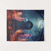 不気味ハロウィン幽霊のよく出る墓場 タペストリー (正面(横))