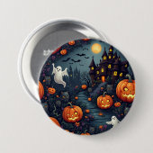 不気味ハロウィン幽霊のよく出る夜ボタン 缶バッジ (正面&裏面)