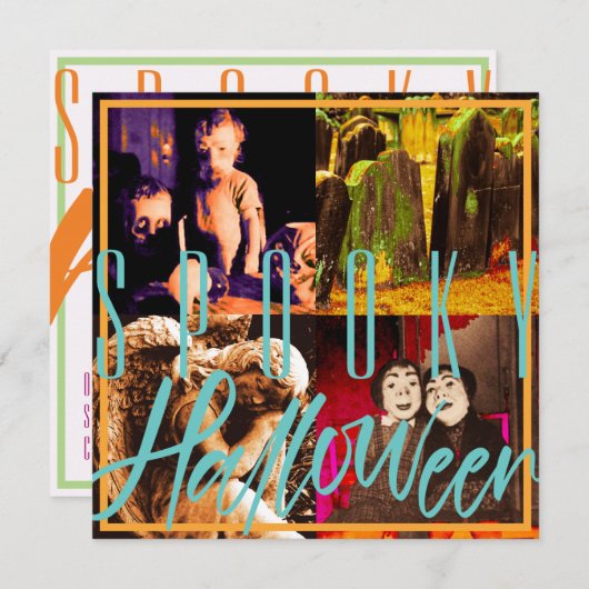 不気味ハロウィン招待状テンプレート (正面/裏面)