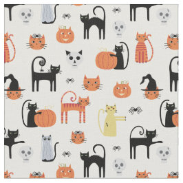 不気味ハロウィン猫パターン ファブリック