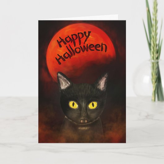 不気味ハロウィン猫 カード (正面)