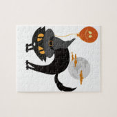 不気味ハロウィン猫 ジグソーパズル (横)