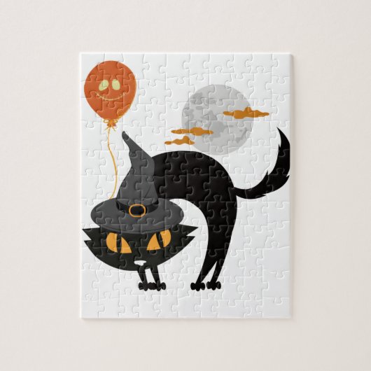 不気味ハロウィン猫 ジグソーパズル (縦)