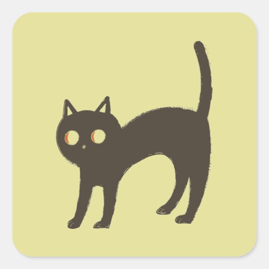 不気味ハロウィン猫 スクエアシール (正面)