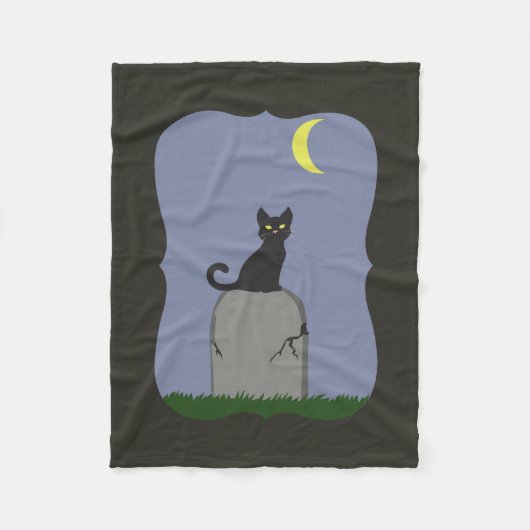 不気味ハロウィン猫 フリースブランケット (正面)