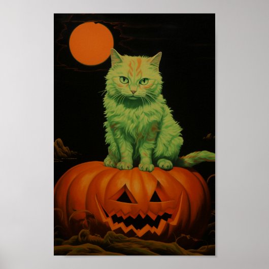 不気味ハロウィン猫 ポスター (正面)
