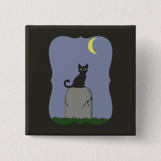 不気味ハロウィン猫 缶バッジ (正面)
