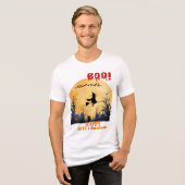 「不気味ハロウィン飛んでいるの魔女 トライブレンドTシャツ (正面全面)