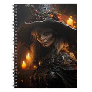 不気味ハロウィン魔女素晴らしクールポートレート ノートブック