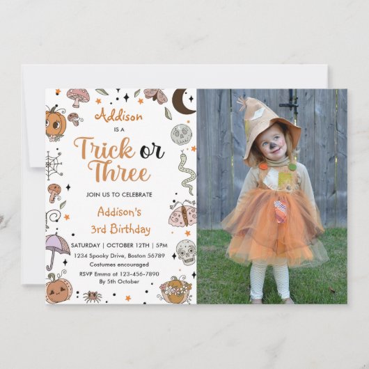 不気味ハロウィン3回目の誕生日パーティー写真 招待状 (正面)