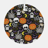 不気味ハロウィン:テーマの背景デザイン。 ガラスオーナメント (裏面)