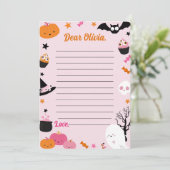 不気味ハロウィーンかわいいピンクのタイムカプセルノートメイスン サンキューカード (スタンド正面)