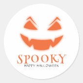 不気味ハロウィーンのカボチャのちょうちんハッピーハローウィン ラウンドシール (正面)