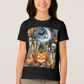 不気味ハロウィーンのメンズブラック トライブレンドＴシャツ (正面)