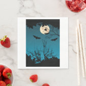 不気味ハロウィーンの夜の満月と飛んでいるこうもり スタンダードランチョンナプキン (インサイチュ)