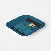 不気味ハロウィーンの夜の満月と飛んでいるこうもり ペーパープレート (傾斜あり)