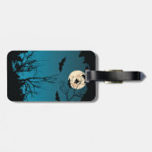 不気味ハロウィーンの夜の満月と飛んでいるこうもり ラゲッジタグ (裏面横)