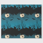 不気味ハロウィーンの夜の満月と飛んでいるこうもり ラッピングペーパー (フラット)