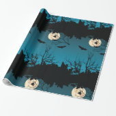 不気味ハロウィーンの夜の満月と飛んでいるこうもり ラッピングペーパー (アンロールド)