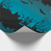 不気味ハロウィーンの夜の満月と飛んでいるこうもり ラッピングペーパー