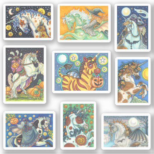 不気味ハロウィーンの馬とユニコーン シール (正面)