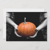 不気味ハロウィーンガールとカボチャ招待状 招待状 (裏面)