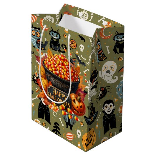 不気味ハロウィーングリーン ミディアムペーパーバッグ (裏面アングル)