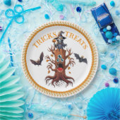 不気味ハロウィーンシャーマンオンツリースタンプ ペーパープレート (パーティー)