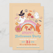 不気味ハロウィーン子供70sレトロヴィンテージ 招待状 (正面/裏面)