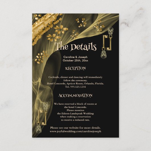 不気味ハロウィーン怖いスカル金ゴールド鍵 エンクロージャーカード (正面)