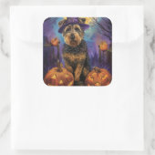 不気味ハロウィーン魔女とカボチャ スクエアシール (バッグ)