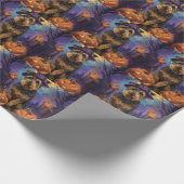 不気味ハロウィーン魔女とカボチャ ラッピングペーパー (角)