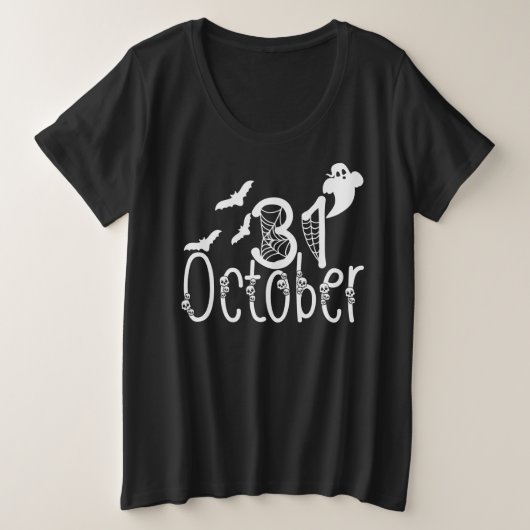 不気味ハロウィーン31 10月 プラスサイズTシャツ (デザイン正面)