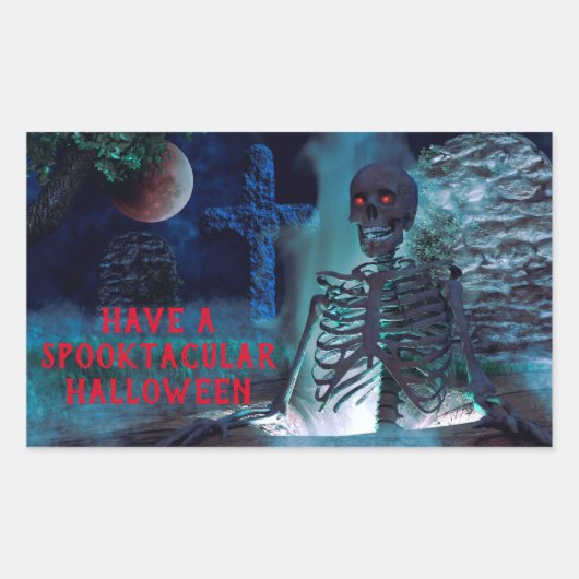 不気味ハロウィーン 長方形シール (正面)