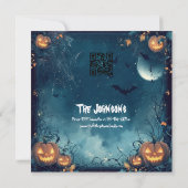不気味ハローウィンパーティと白熱［赤熱］光を放つカボチャ&ムーン 招待状 (裏面)