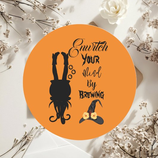 不気味ハローウィンパーティファンキーカルドロンウィッチハット ラウンドシール