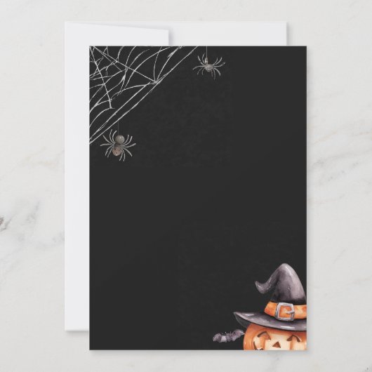 不気味ハローウィンパーティブラックオレンジ招待状 招待状 (裏面)