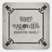 不気味ハローウィンパーティヴィンテージスカル骨格 スクエアシール (正面)