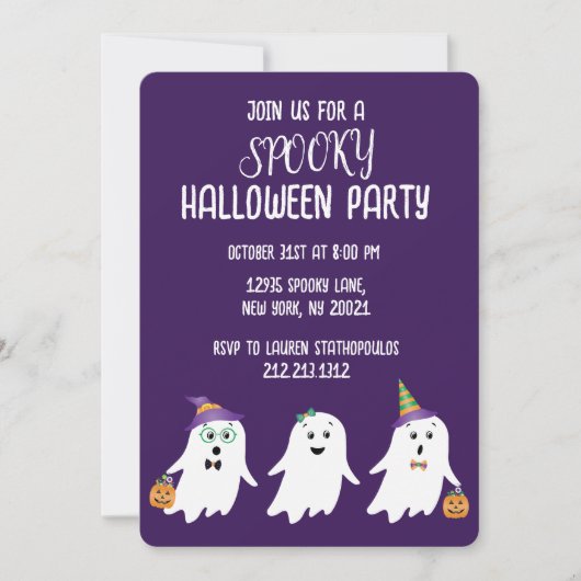 不気味ハローウィンパーティ幽霊トリックオアトリート 招待状 (正面)
