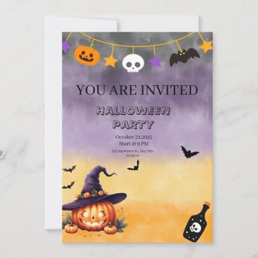 不気味ハローウィンパーティ招待状 セーブザデート (正面)