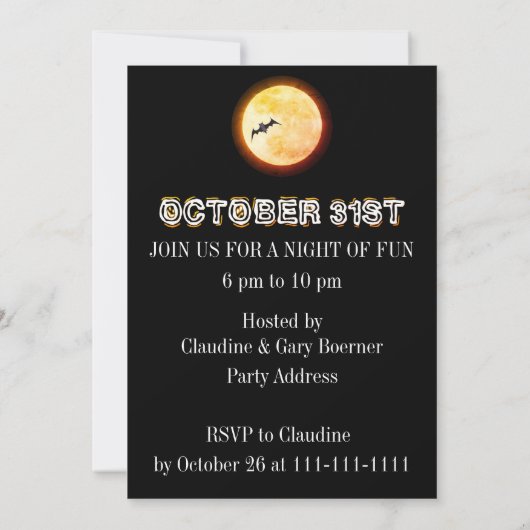 不気味ハローウィンパーティ招待状 招待状 (裏面)