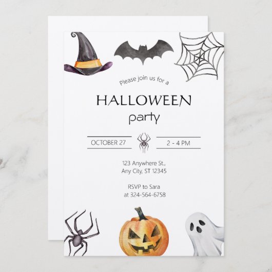 不気味ハローウィンパーティ招待状 招待状 (正面/裏面)