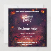 不気味ハローウィンパーティ – ジャッ白熱［赤熱］光を放つクス&スパイダーズ 招待状 (正面)