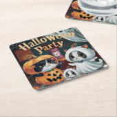 不気味ハローウィンパーティ スクエアペーパーコースター (アングル)