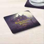 不気味ハローウィンパーティ スクエアペーパーコースター (アングル)