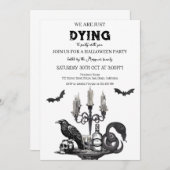 不気味ハローウィンパーティ- Raven、スカル、こうもり 招待状 (正面/裏面)